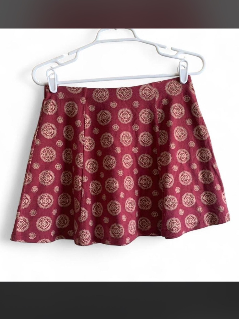 Forever 21 Burgundy Boho Skater Skirt Size Large